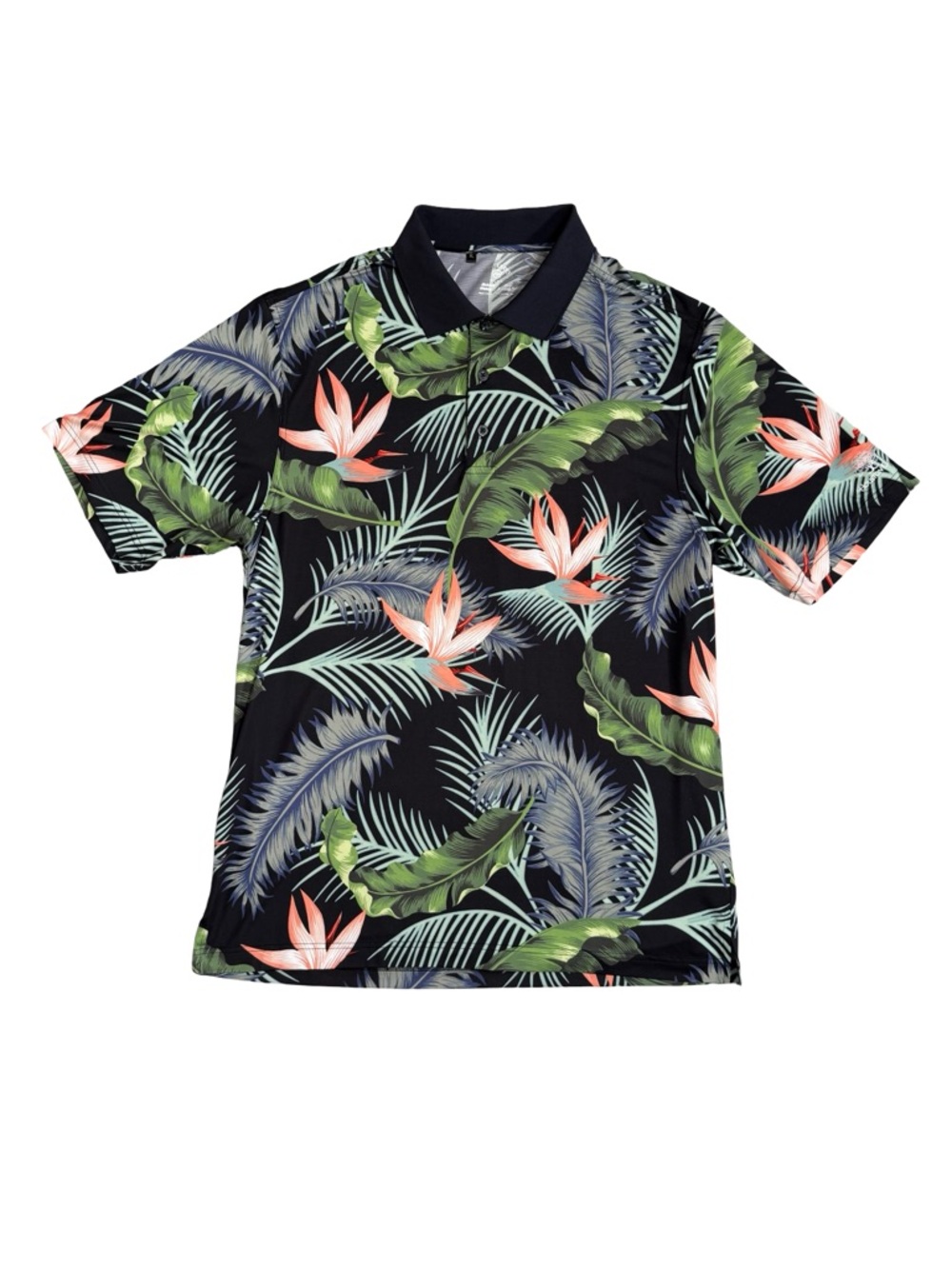 Monterey Club Black Tropical Polo Golf Shirt Black Short Sleeve Men’s XL